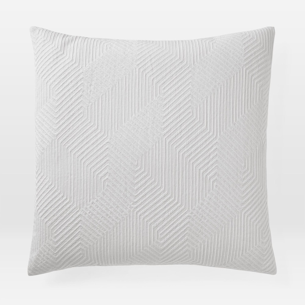 Pair of West Elm 26x26 “Modern Geo” Euro sham pillow case - color: pearl gray